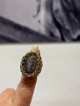 Hara Karamichali Medium Oval Stone Ring - Grey Agate