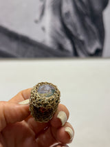 Hara Karamichali Medium Oval Stone Ring - Grey Agate
