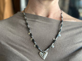 Misirlou Heart Necklace - Silver/Charcoal