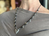 Misirlou Heart Necklace - Silver/Charcoal