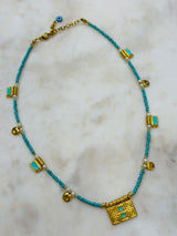 Misirlou Bead Necklace - Aqua/Gold