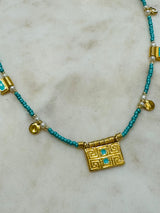 Misirlou Bead Necklace - Aqua/Gold