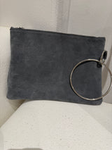 RM Atellier Designer Handmade Clutch Bag with Ring Handle - Grey