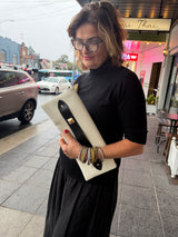 RM Atellier Designer Handmade Leather Clutch - Cream