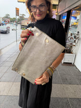 RM Atellier Designer Handmade Leather Clutch - Gold