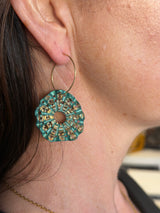 Tina Kotsoni Ostrea Earrings - Gold & Green