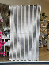 Greek Cotton Loomed Beach Towel/Throw - Black Stripe