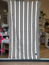 Greek Cotton Loomed Beach Towel/Throw - Black Stripe