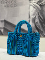 Miss Polyplexi Ostria Metallic Aegean Blue Crochet Tote Bag