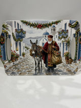 Ceramic Christmas Decor Tray/ Trivett - Greek Christmas Scene