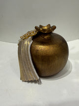 Luxury Greek Handmade Ceramic Pomegranate - Medium - Bronze with Gold Trims