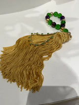 Luxury Gouri - Purple / Green Beads with Gold Tassel