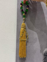 Luxury Gouri - Purple / Green Beads with Gold Tassel