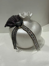 Luxe - Greek Handmade Ceramic Pomegranate - Medium - Pearly White with Grey Crystal embellishments
