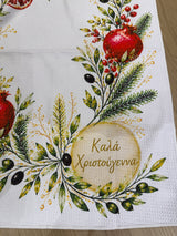 Pomegranate Christmas Wreath Tea Towel