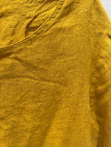Rounded Neckline Linen Midi Dress - Honey Mustard