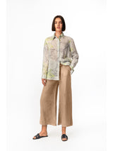 Drawstring Waist Wide Leg Linen Pants - Beach Sand