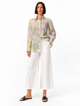 Drawstring Waist Wide Leg Linen Pants - White