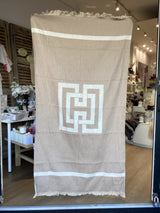 Antistrophy Cotton Loomed Beach Towel/Throw - Latte