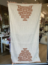 Terracotta Cotton Loomed Towel/Throw - Minoan Maze