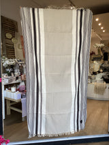Cotton Loomed Towel/Throw - Rail Stripes Beige