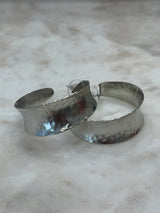 HERA - GREEK HAMMERED SILVER LOOP EARRINGS