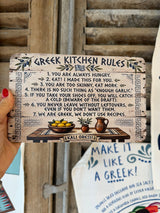 GREEK KITCHEN RULES SIGN
