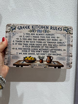 GREEK KITCHEN RULES SIGN