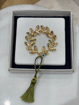 Greek Marble Paperweight with Gold Wreath (Good Luck Charm)