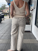 Brussells Pant with Drawstring Waist - Beige