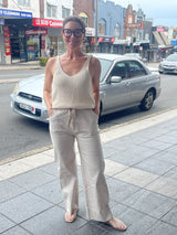 Brussells Pant with Drawstring Waist - Beige