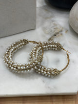 Hara Karamichali Krikoi Pearl Woven Hoop Earrings