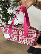 Chris Greek Key Fuchsia & Beige Tote Bag by Aelia Anna