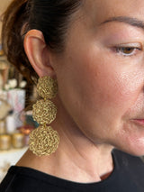 Hara Karamichali Gold Disc - Three Tier Cochet Drop Earrings