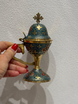 Large Engraved Thimiato - Blue and Red