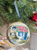 Santorini Hand Painted Glass Bauble