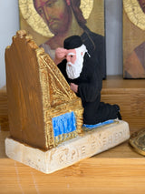 Praying Orthodox Priest in front of Saint Nicholas Icon - Miniature Figurine