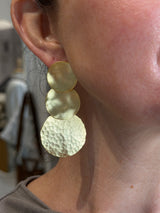 Triple Round Disc Drop Earrings - Gold
