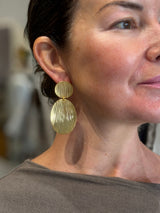 Double Oval Drop Earrings - Gold