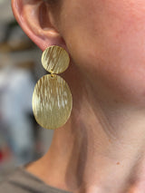 Double Oval Drop Earrings - Gold