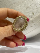 Hara Karamichali Oval Stone Ring - Rose Quartz