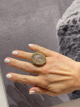 Hara Karamichali Oval Stone Ring - Rose Quartz
