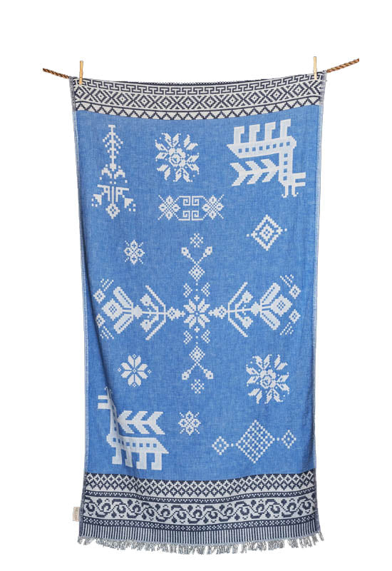 Kentima Blue Luxury Greek Cotton Beach Towel Aelia Anna Greek