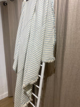 Lesvos Greek Cotton Throw - Blue & White Stripe