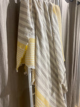 Patra Greek Cotton Throw - Grey & Yellow