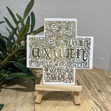 Agapi (Αγάπη) white ceramic cross plaque