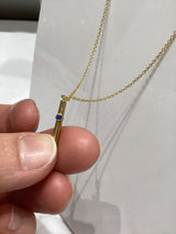 Gold Cross with Blue Crystal Necklace