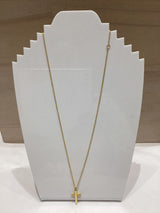 Gold Cross with Blue Crystal Necklace