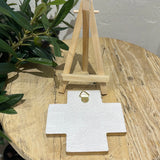 Agapi (Αγάπη) white ceramic cross plaque