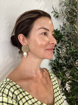 Greek Gold & Blister Pearl Coco Drop Earrings